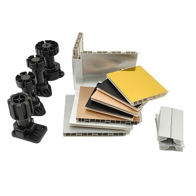 3 Skirting board installation accessories including corner joints, end caps and connecting fittings