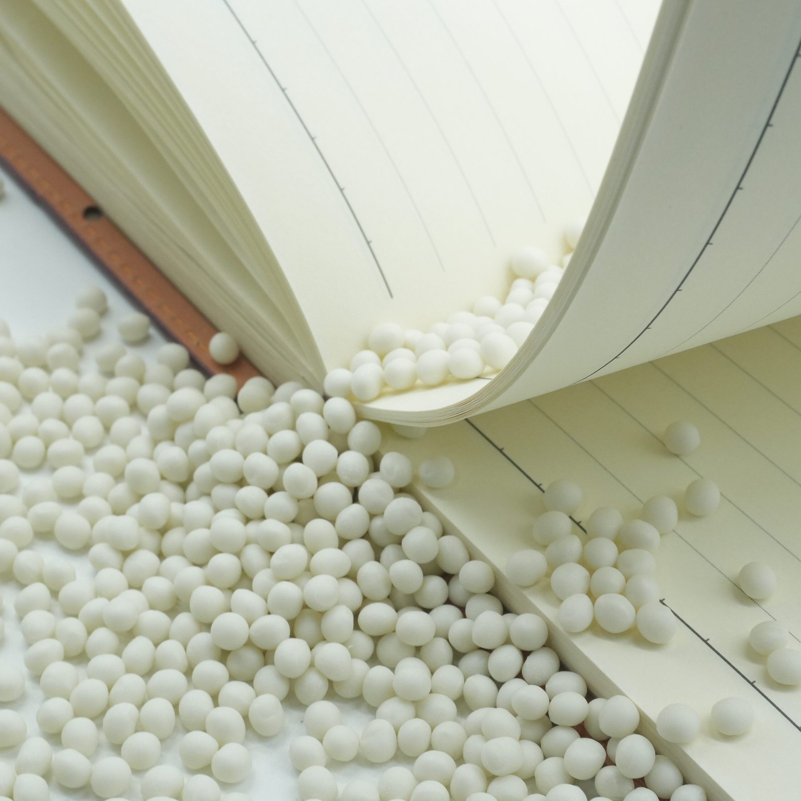 White binding book glue particles