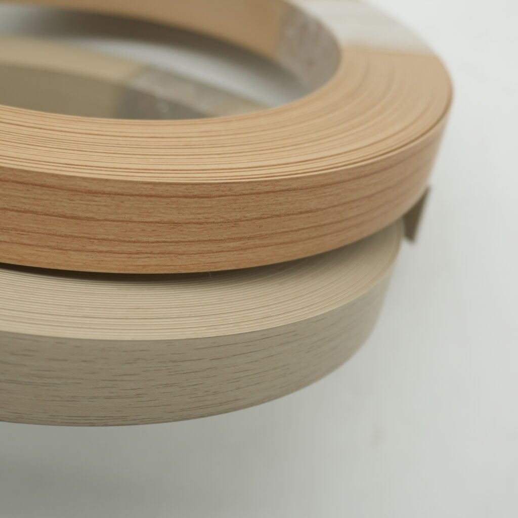 Two different colors of PVC edge banding strips