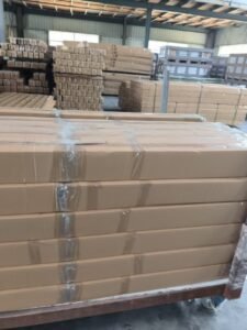Bulk packed skirting board products in cartons, warehouse storage
