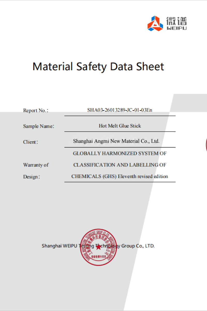 Angm-Hot Melt Glue Sticks MSDS