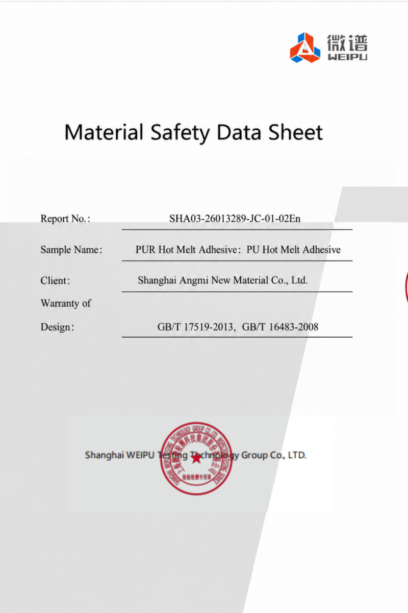 Angm-PUR Hot Melt Adhesive MSDS