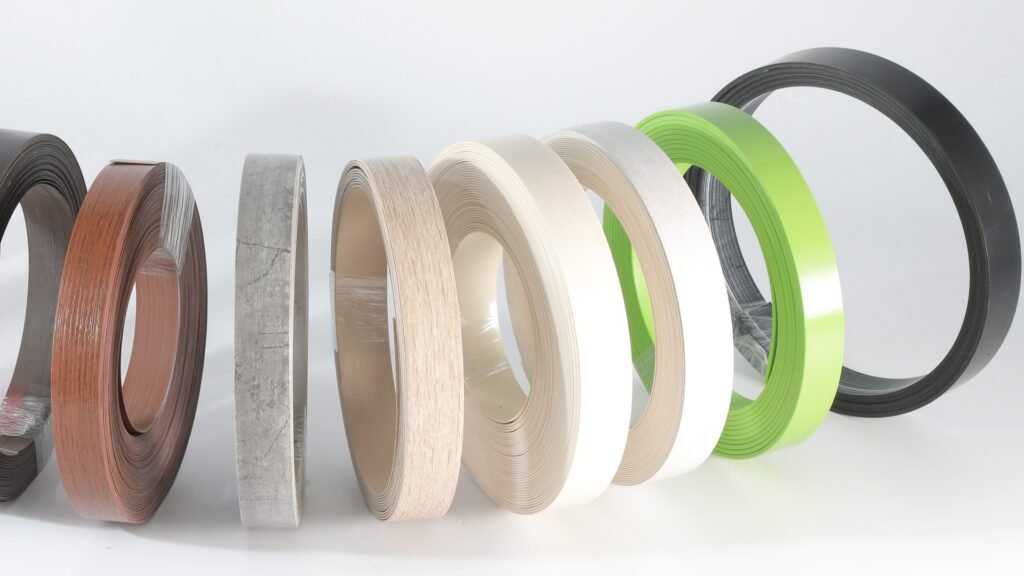 plywood edge banding rolls in pvc woodgrain and solid colors